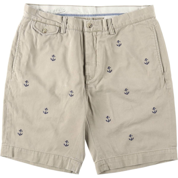 Ralph Lauren POLO RALPH LAUREN CLASSIC FIT all-over print chino shorts, men's size W34 (approx.) cotton Beige type Vintage Second Hand