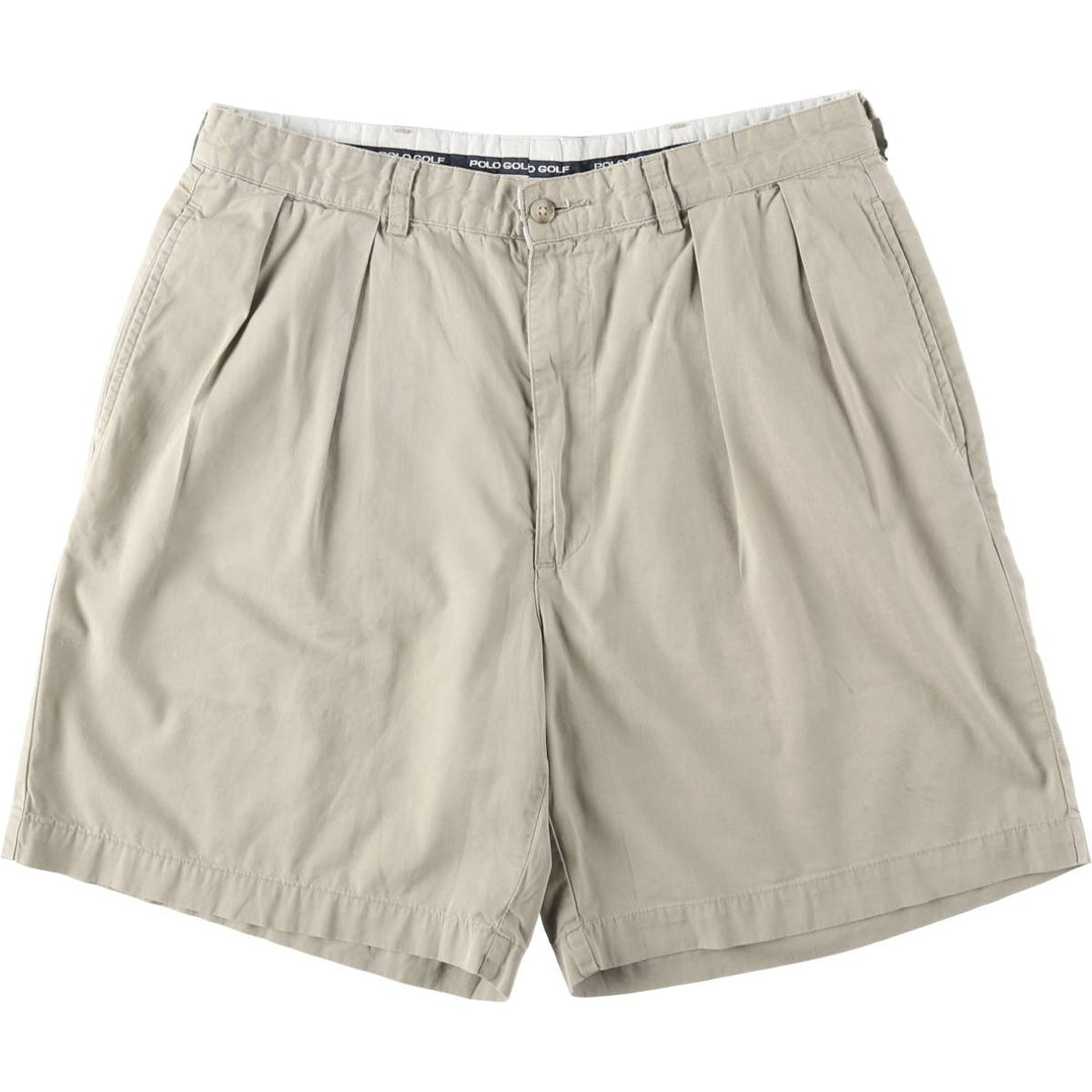 Ralph Lauren POLO GOLF Two-Pleat Chino Shorts, Men's Size W34 (approx.) cotton Beige type Vintage Second Hand