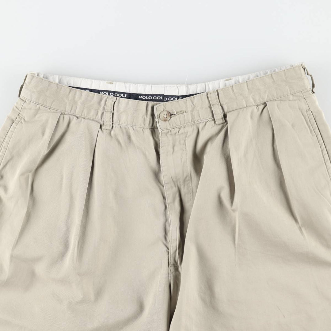 Ralph Lauren POLO GOLF Two-Pleat Chino Shorts, Men's Size W34 (approx.) cotton Beige type Vintage Second Hand