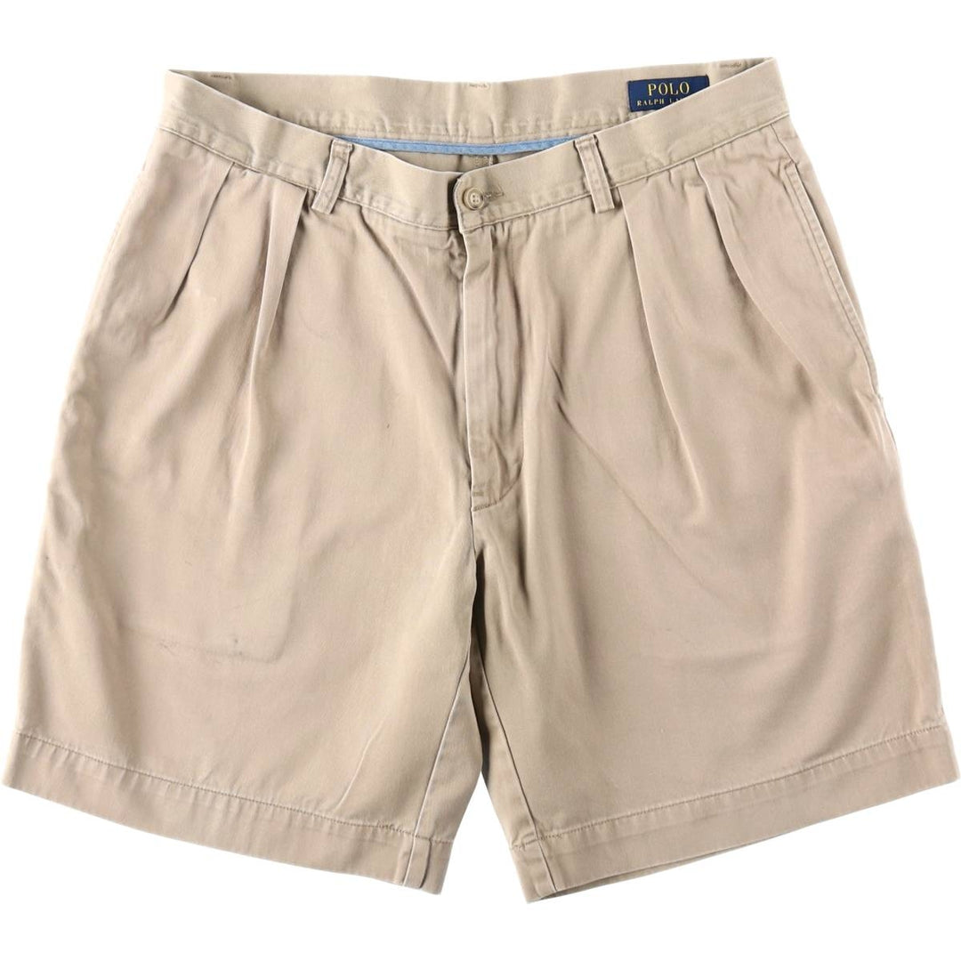 Ralph Lauren POLO RALPH LAUREN CLASSIC FIT PLEATED 9'' Two-Pleat Chino Shorts (Men's W34 equivalent) cotton Beige type Vintage Second Hand