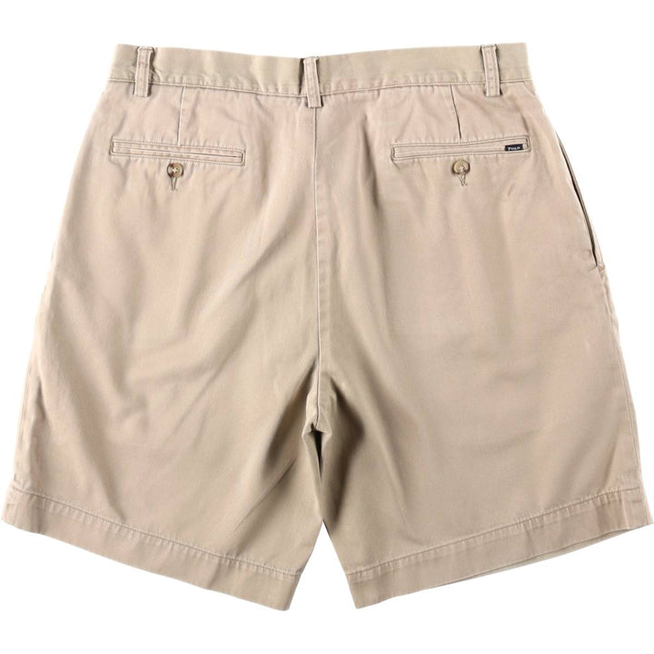 Ralph Lauren POLO RALPH LAUREN CLASSIC FIT PLEATED 9'' Two-Pleat Chino Shorts (Men's W34 equivalent) cotton Beige type Vintage Second Hand