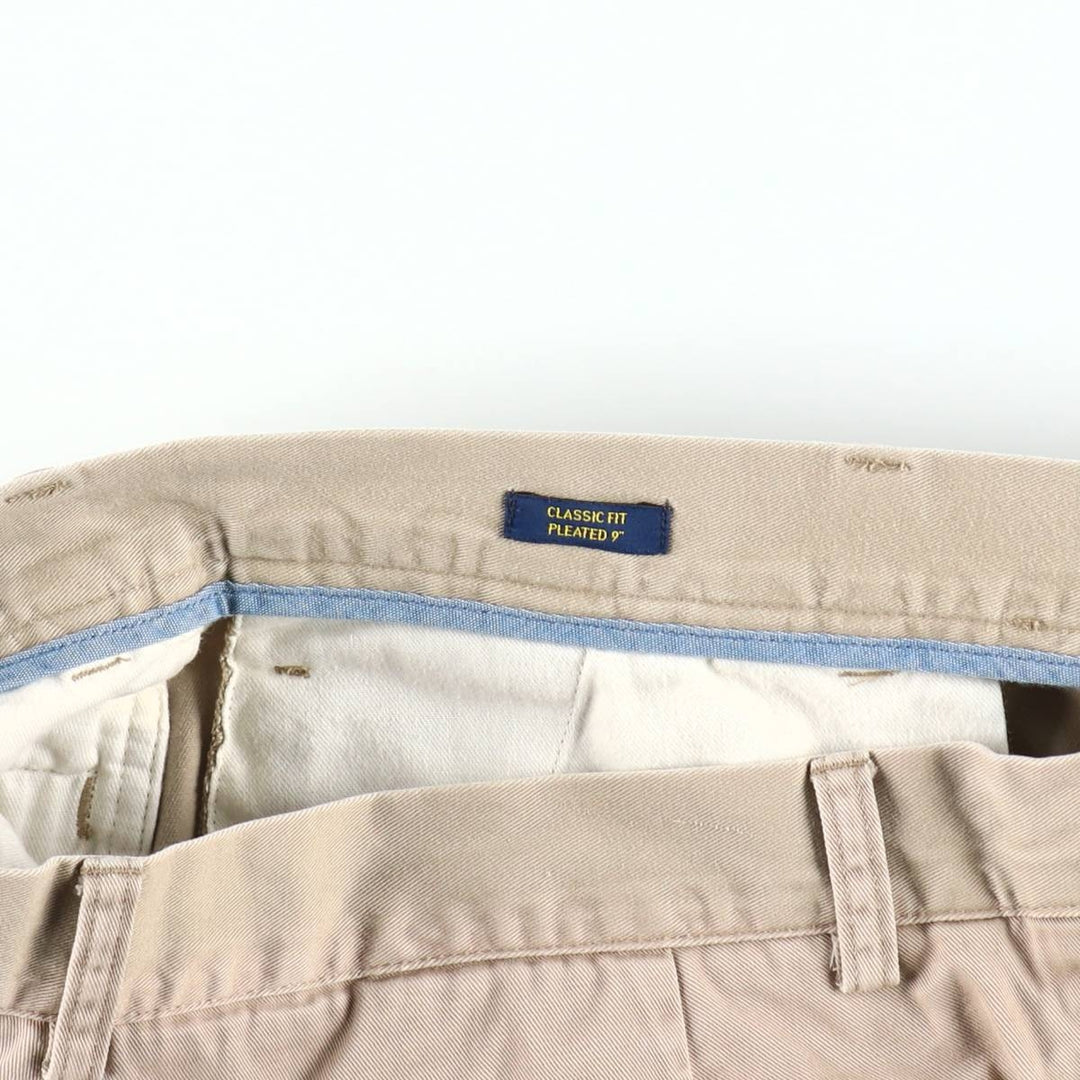 Ralph Lauren POLO RALPH LAUREN CLASSIC FIT PLEATED 9'' Two-Pleat Chino Shorts (Men's W34 equivalent) cotton Beige type Vintage Second Hand