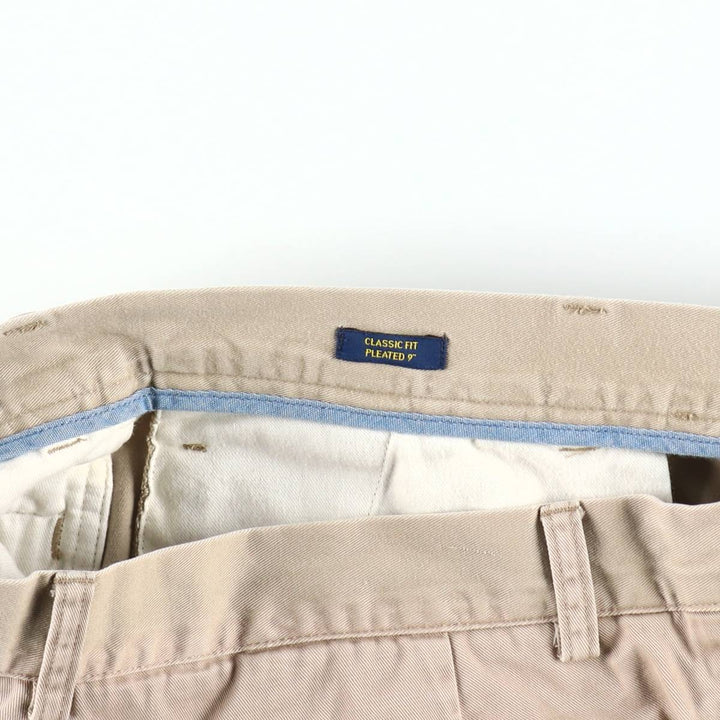 Ralph Lauren POLO RALPH LAUREN CLASSIC FIT PLEATED 9'' Two-Pleat Chino Shorts (Men's W34 equivalent) cotton Beige type Vintage Second Hand