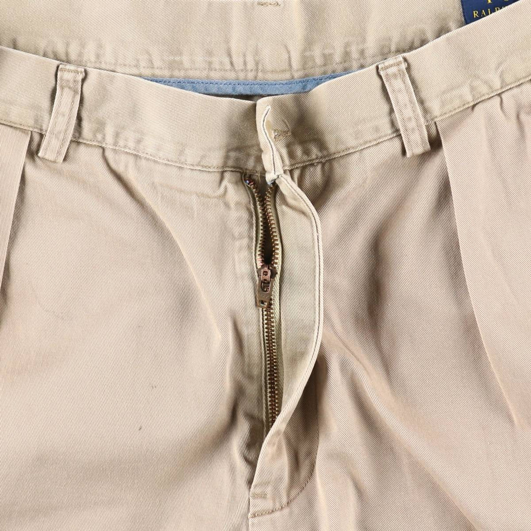 Ralph Lauren POLO RALPH LAUREN CLASSIC FIT PLEATED 9'' Two-Pleat Chino Shorts (Men's W34 equivalent) cotton Beige type Vintage Second Hand