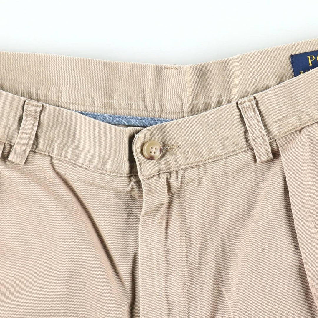 Ralph Lauren POLO RALPH LAUREN CLASSIC FIT PLEATED 9'' Two-Pleat Chino Shorts (Men's W34 equivalent) cotton Beige type Vintage Second Hand