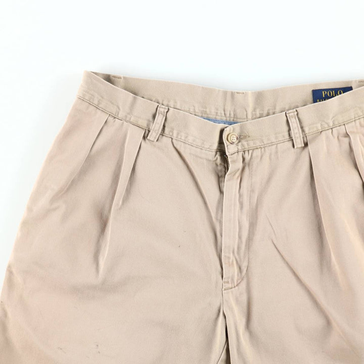 Ralph Lauren POLO RALPH LAUREN CLASSIC FIT PLEATED 9'' Two-Pleat Chino Shorts (Men's W34 equivalent) cotton Beige type Vintage Second Hand