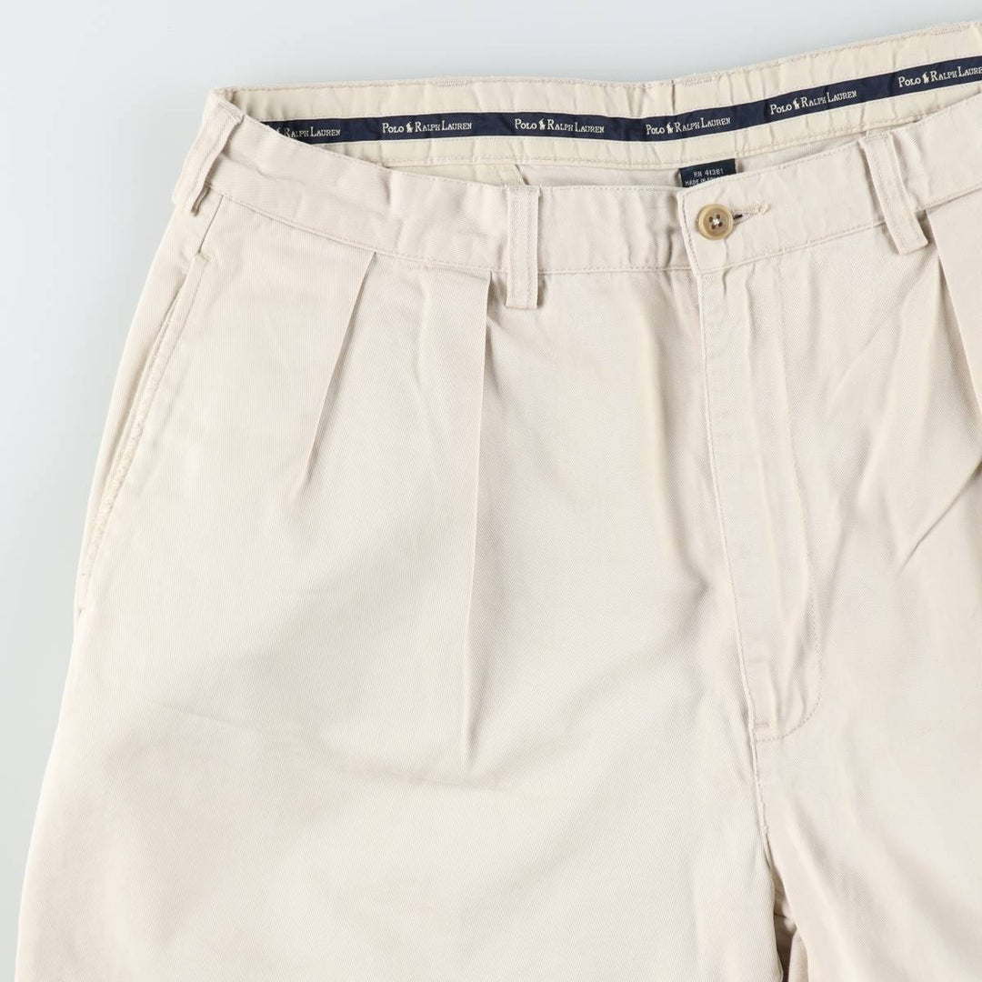Ralph Lauren Polo Ralph Lauren TYLER SHORT Two-Pleat Chino Shorts Men's W36 (approx.) cotton Beige type Vintage Second Hand