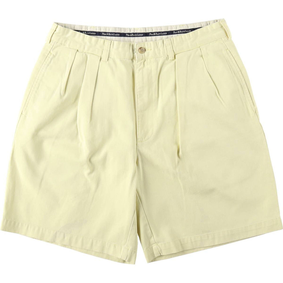 Ralph Lauren POLO RALPH LAUREN TYLER SHORT Two-Pleat Chino Shorts Men's W33 (approx.) cotton lemon yellow Vintage Second Hand