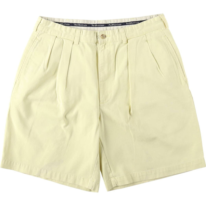 Ralph Lauren POLO RALPH LAUREN TYLER SHORT Two-Pleat Chino Shorts Men's W33 (approx.) cotton lemon yellow Vintage Second Hand