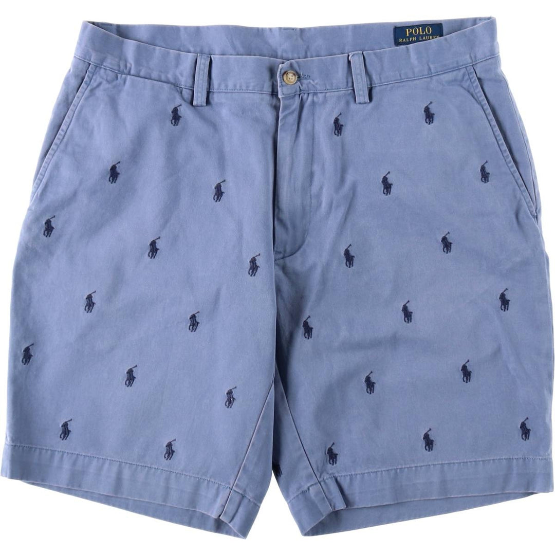 Ralph Lauren POLO RALPH LAUREN CLASSIC FIT 9'' All-over print chino shorts, men's size W36 (approx.) cotton blue type Vintage Second Hand
