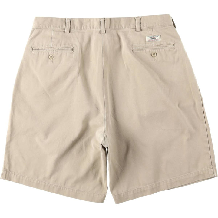 Ralph Lauren POLO by Ralph Lauren TYLER SHORT Two-pleat chino shorts, short pants, men's size W36 cotton Beige type Vintage Second Hand