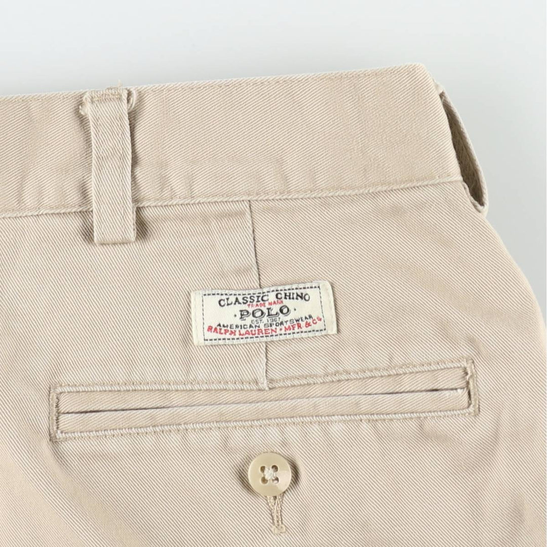 Ralph Lauren POLO by Ralph Lauren TYLER SHORT Two-pleat chino shorts, short pants, men's size W36 cotton Beige type Vintage Second Hand