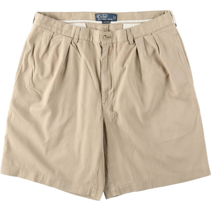 Ralph Lauren POLO by Ralph Lauren TYLER SHORT Two-pleat chino shorts, short pants, men's size W36 cotton Beige type Vintage Second Hand