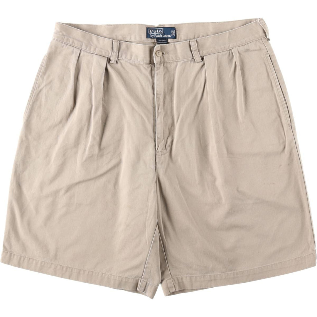 Ralph Lauren POLO by Ralph Lauren TYLER SHORT Two-pleat chino shorts, short pants, men's size W37 cotton Beige type Vintage Second Hand