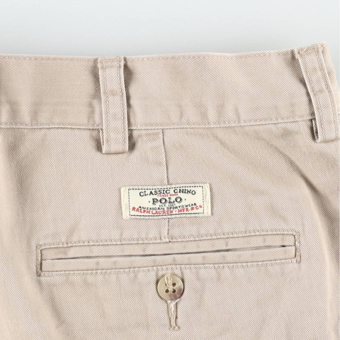 Ralph Lauren POLO by Ralph Lauren TYLER SHORT Two-pleat chino shorts, short pants, men's size W37 cotton Beige type Vintage Second Hand