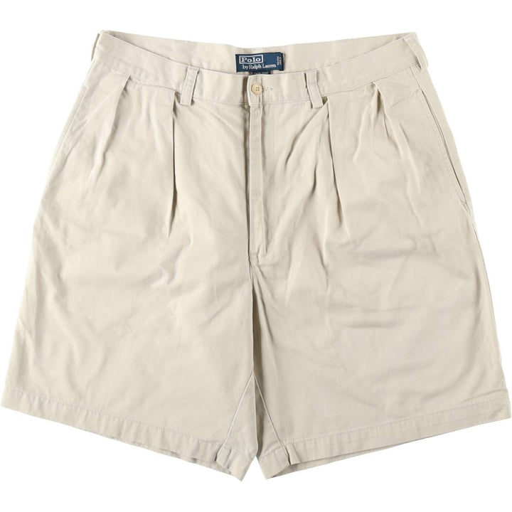 Ralph Lauren POLO by Ralph Lauren TYLER SHORT Two-pleat chino shorts, short pants, men's size W36 cotton Beige type Vintage Second Hand
