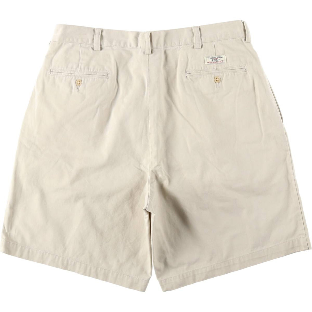 Ralph Lauren POLO by Ralph Lauren TYLER SHORT Two-pleat chino shorts, short pants, men's size W36 cotton Beige type Vintage Second Hand