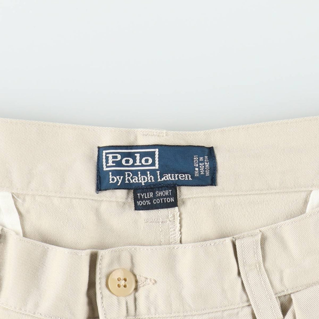 Ralph Lauren POLO by Ralph Lauren TYLER SHORT Two-pleat chino shorts, short pants, men's size W36 cotton Beige type Vintage Second Hand