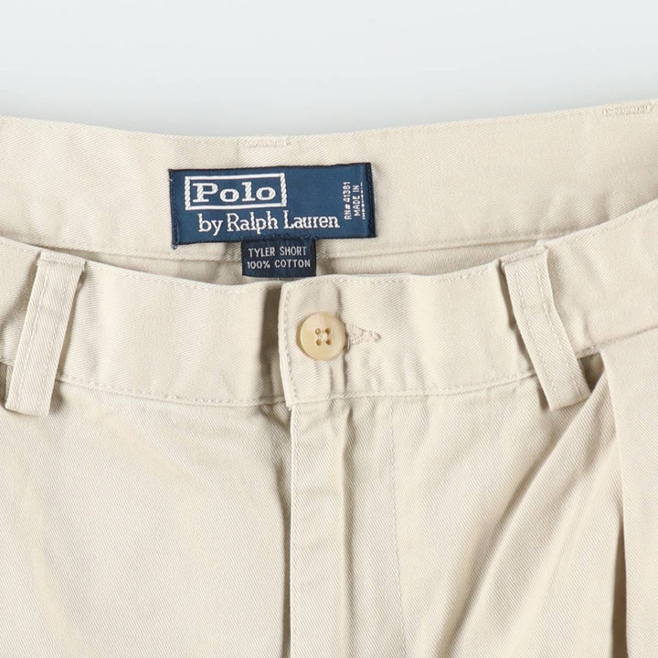 Ralph Lauren POLO by Ralph Lauren TYLER SHORT Two-pleat chino shorts, short pants, men's size W36 cotton Beige type Vintage Second Hand