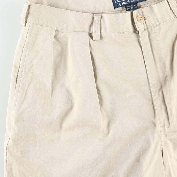 Ralph Lauren POLO by Ralph Lauren TYLER SHORT Two-pleat chino shorts, short pants, men's size W36 cotton Beige type Vintage Second Hand