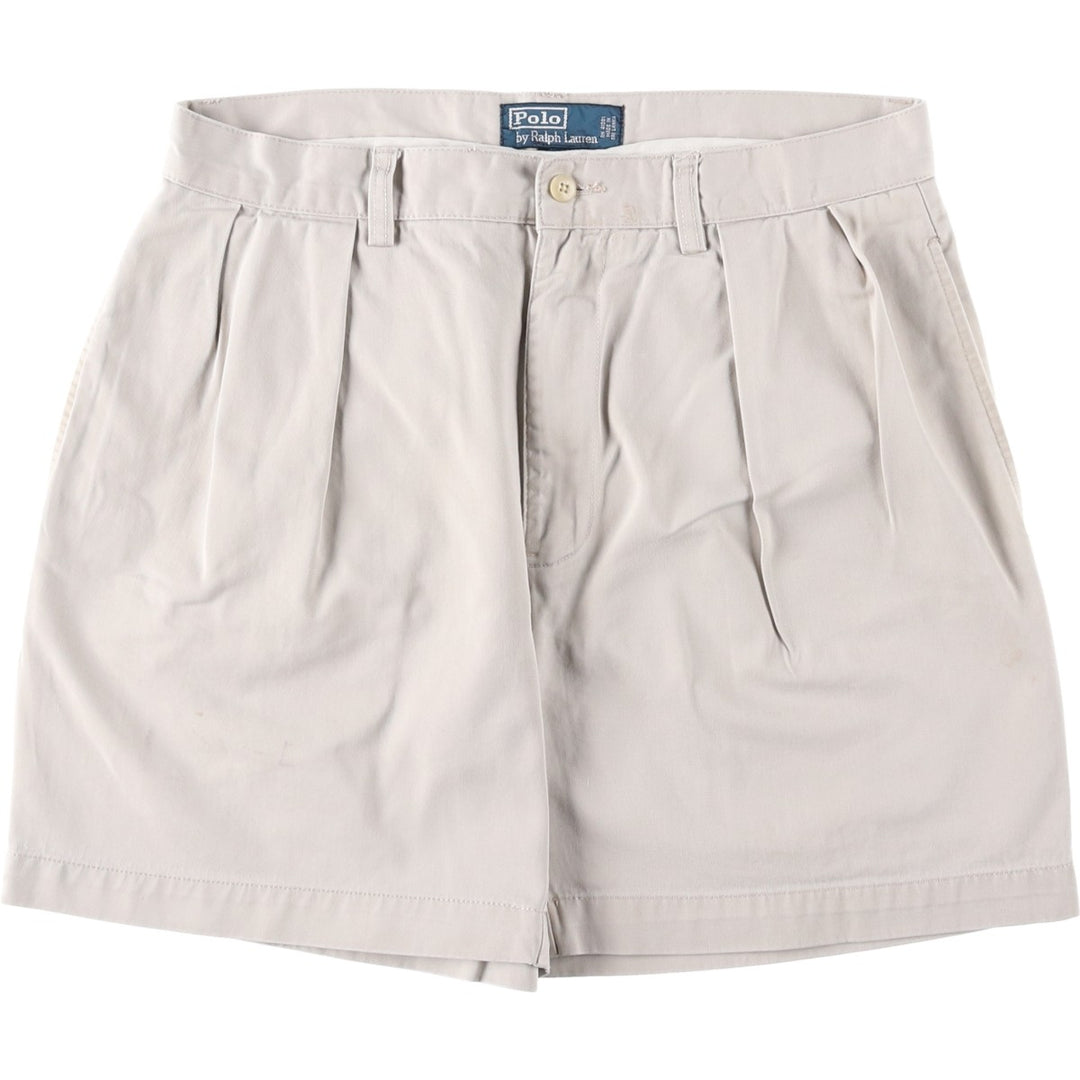 Ralph Lauren POLO by Ralph Lauren ANDREW SHORT Two-pleat chino shorts, short pants, men's size W32 cotton Beige type Vintage Second Hand