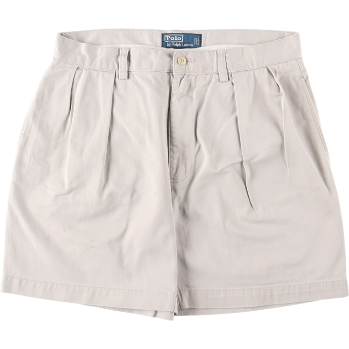 Ralph Lauren POLO by Ralph Lauren ANDREW SHORT Two-pleat chino shorts, short pants, men's size W32 cotton Beige type Vintage Second Hand