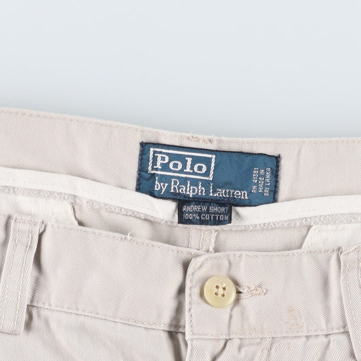 Ralph Lauren POLO by Ralph Lauren ANDREW SHORT Two-pleat chino shorts, short pants, men's size W32 cotton Beige type Vintage Second Hand