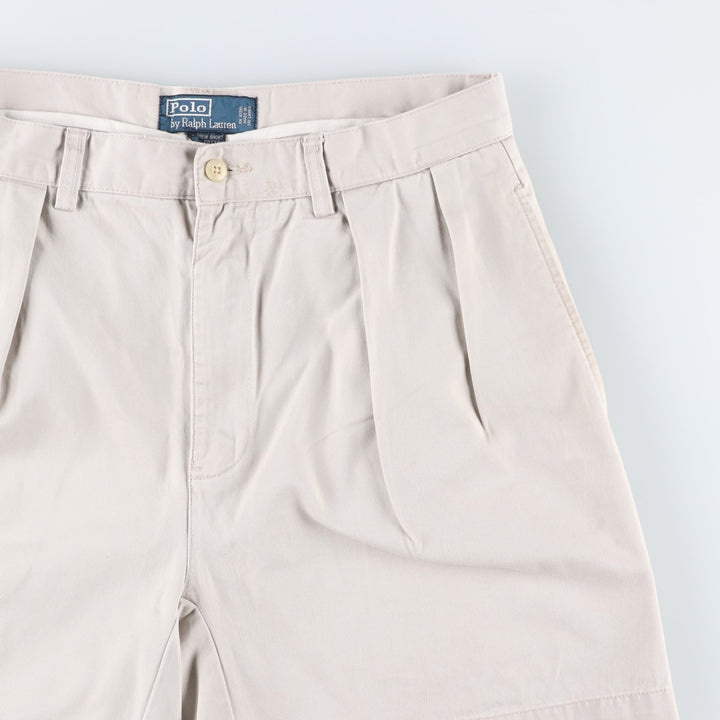 Ralph Lauren POLO by Ralph Lauren ANDREW SHORT Two-pleat chino shorts, short pants, men's size W32 cotton Beige type Vintage Second Hand