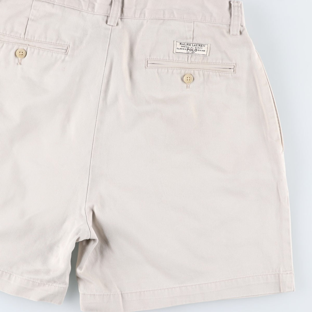 Ralph Lauren POLO by Ralph Lauren ANDREW SHORT Two-pleat chino shorts, short pants, men's size W32 cotton Beige type Vintage Second Hand
