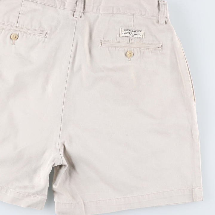 Ralph Lauren POLO by Ralph Lauren ANDREW SHORT Two-pleat chino shorts, short pants, men's size W32 cotton Beige type Vintage Second Hand