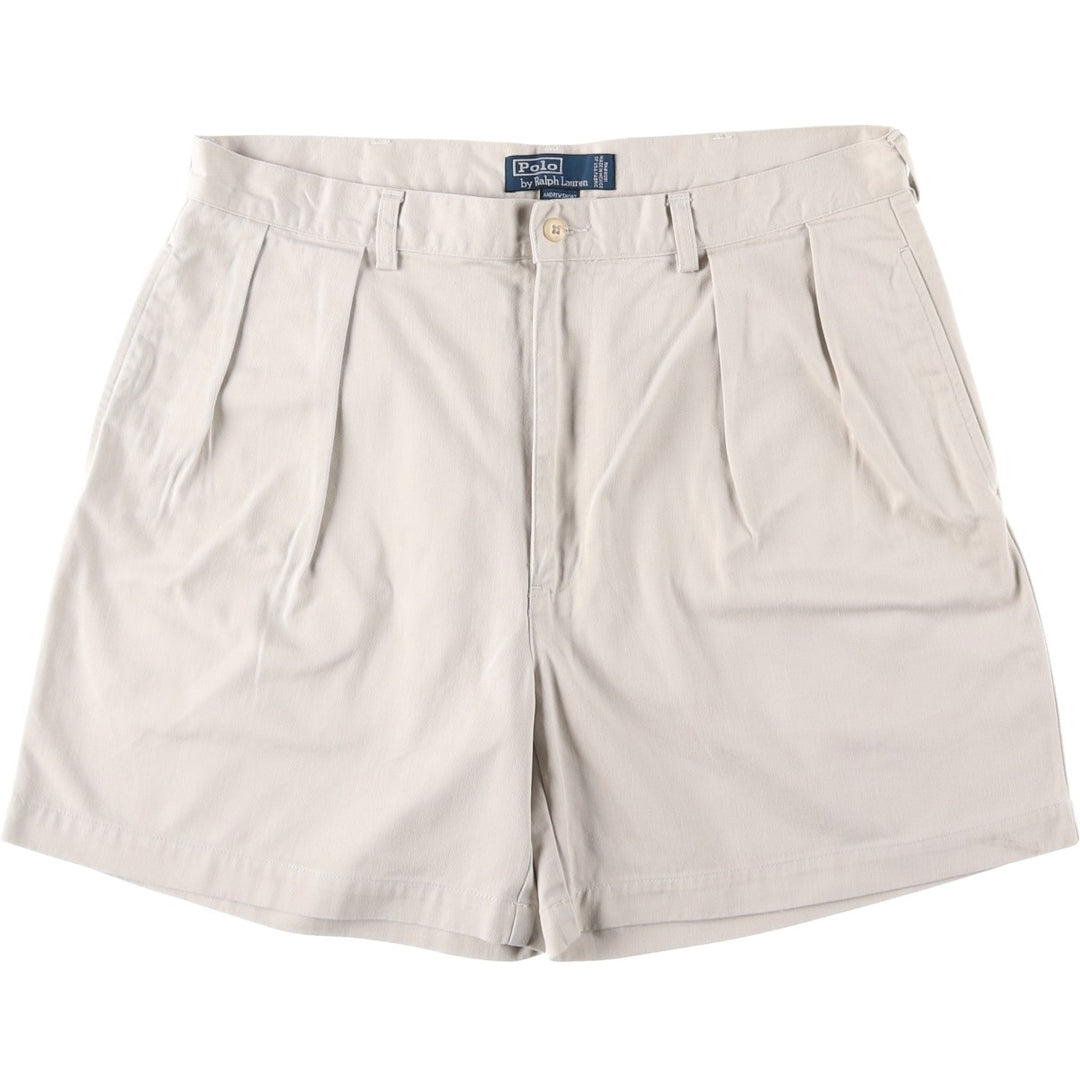 Ralph Lauren POLO by Ralph Lauren ANDREW SHORT Two-pleat chino shorts, short pants, men's size W36 cotton Beige type Vintage Second Hand