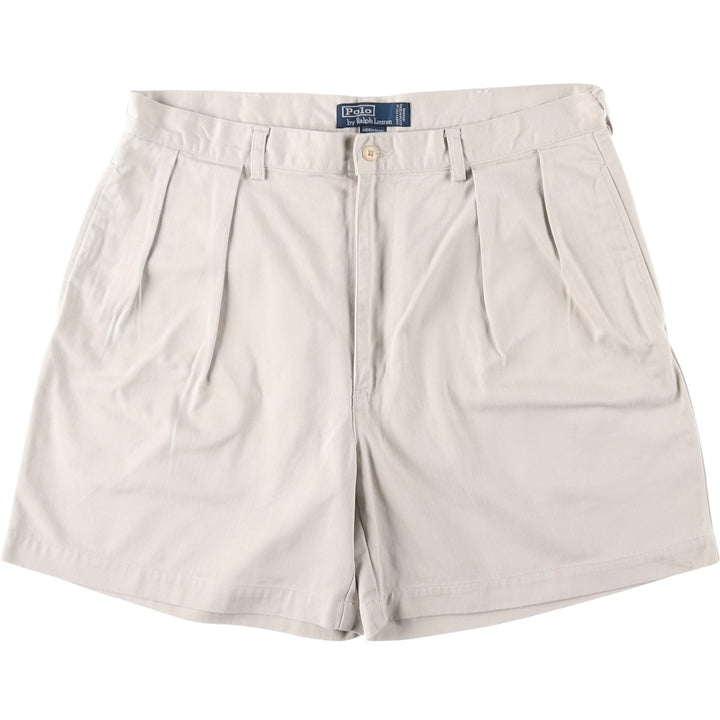 Ralph Lauren POLO by Ralph Lauren ANDREW SHORT Two-pleat chino shorts, short pants, men's size W36 cotton Beige type Vintage Second Hand