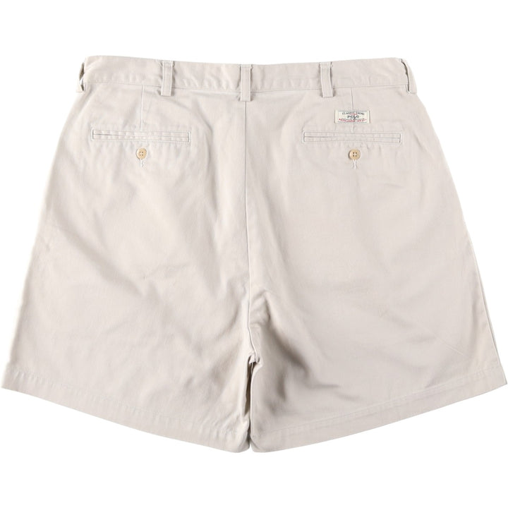 Ralph Lauren POLO by Ralph Lauren ANDREW SHORT Two-pleat chino shorts, short pants, men's size W36 cotton Beige type Vintage Second Hand