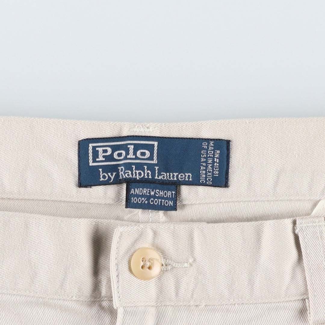 Ralph Lauren POLO by Ralph Lauren ANDREW SHORT Two-pleat chino shorts, short pants, men's size W36 cotton Beige type Vintage Second Hand