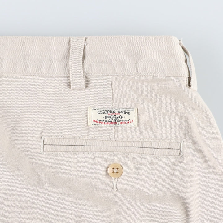 Ralph Lauren POLO by Ralph Lauren ANDREW SHORT Two-pleat chino shorts, short pants, men's size W36 cotton Beige type Vintage Second Hand