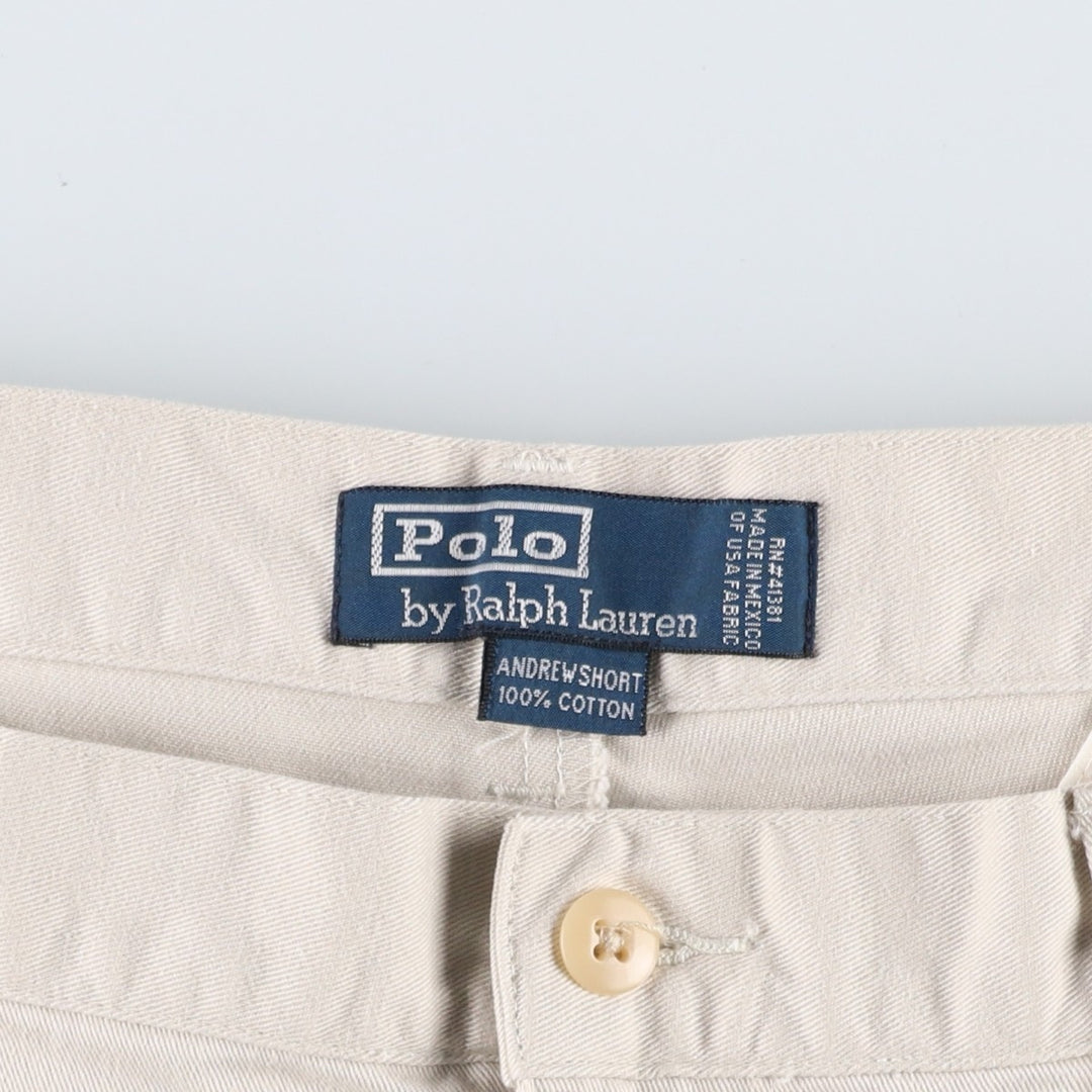 Ralph Lauren POLO by Ralph Lauren ANDREW SHORT Two-pleat chino shorts, short pants, men's size W36 cotton Beige type Vintage Second Hand