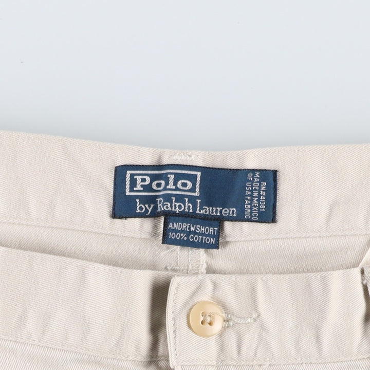 Ralph Lauren POLO by Ralph Lauren ANDREW SHORT Two-pleat chino shorts, short pants, men's size W36 cotton Beige type Vintage Second Hand