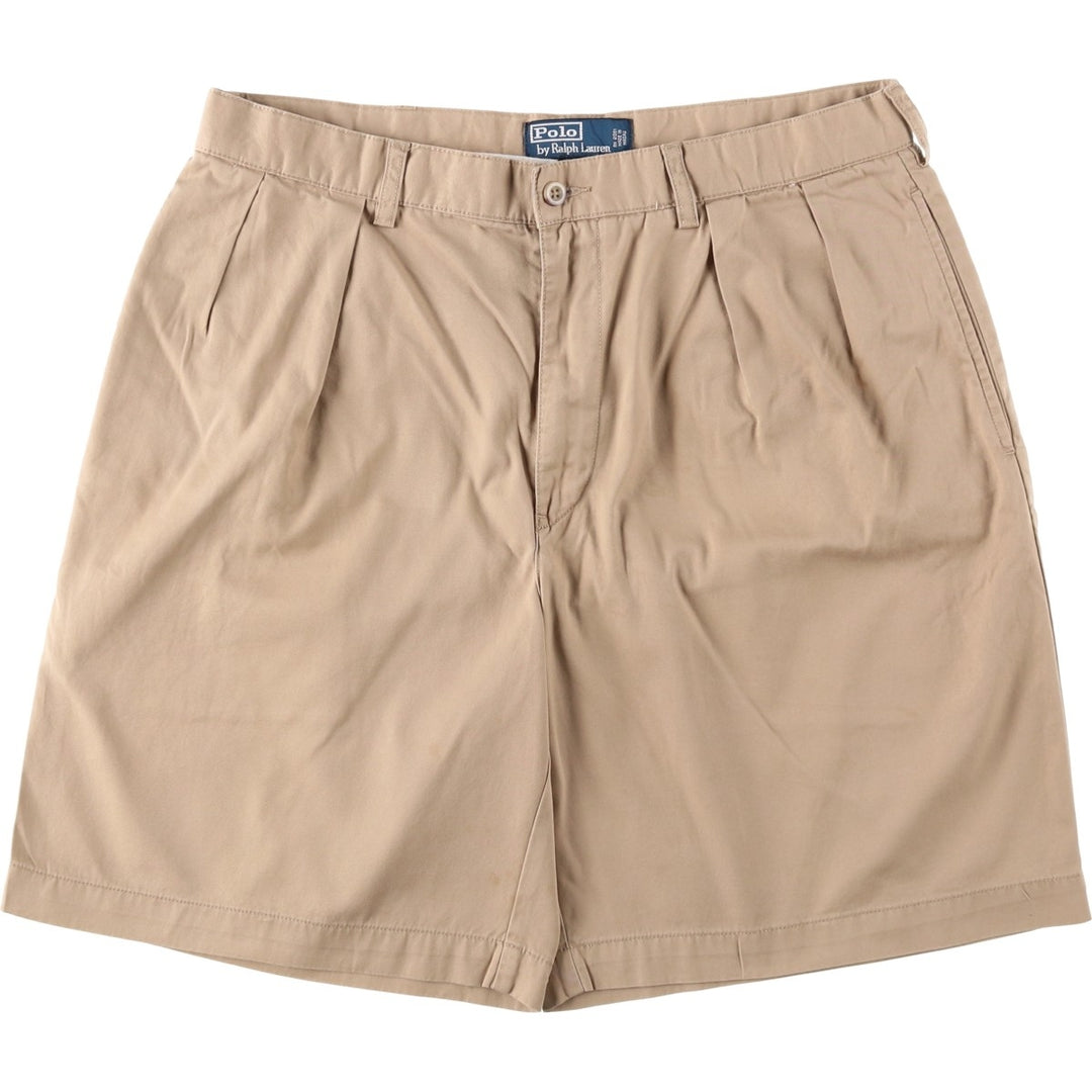 Ralph Lauren POLO by Ralph Lauren TYLER SHORT Two-pleat chino shorts, short pants, men's w35 equivalent cotton beige type brown Vintage Second Hand