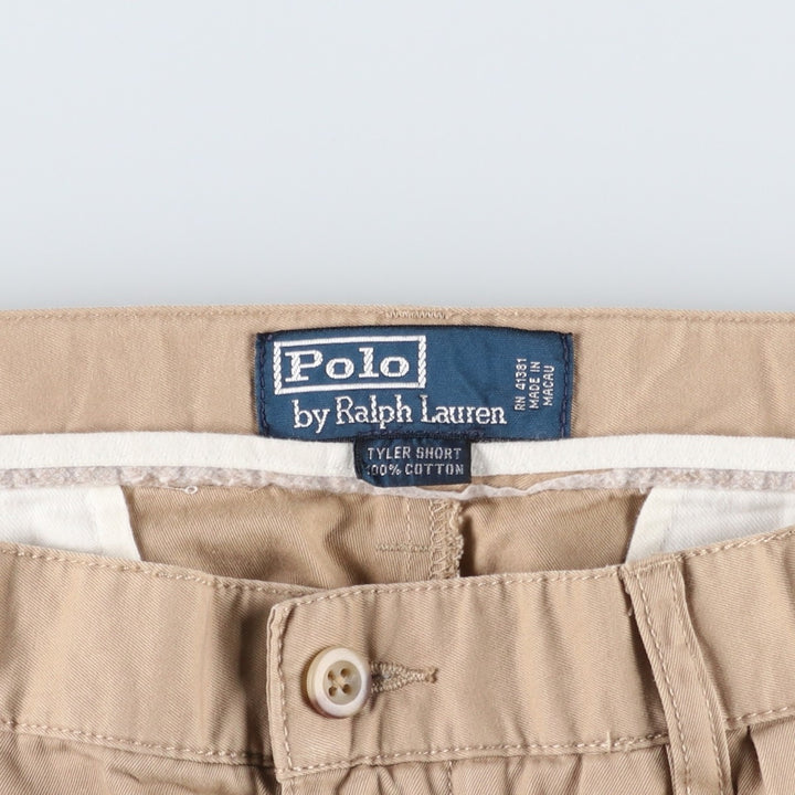 Ralph Lauren POLO by Ralph Lauren TYLER SHORT Two-pleat chino shorts, short pants, men's w35 equivalent cotton beige type brown Vintage Second Hand