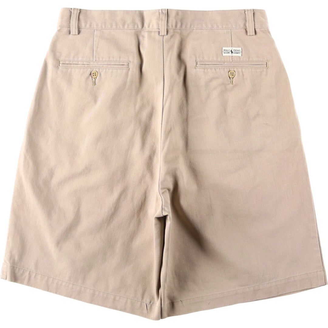 Ralph Lauren POLO by Ralph Lauren TYLER SHORT Two-pleat chino shorts, short pants, men's size W32 cotton beige type brown Vintage Second Hand