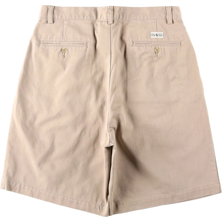 Ralph Lauren POLO by Ralph Lauren TYLER SHORT Two-pleat chino shorts, short pants, men's size W32 cotton beige type brown Vintage Second Hand