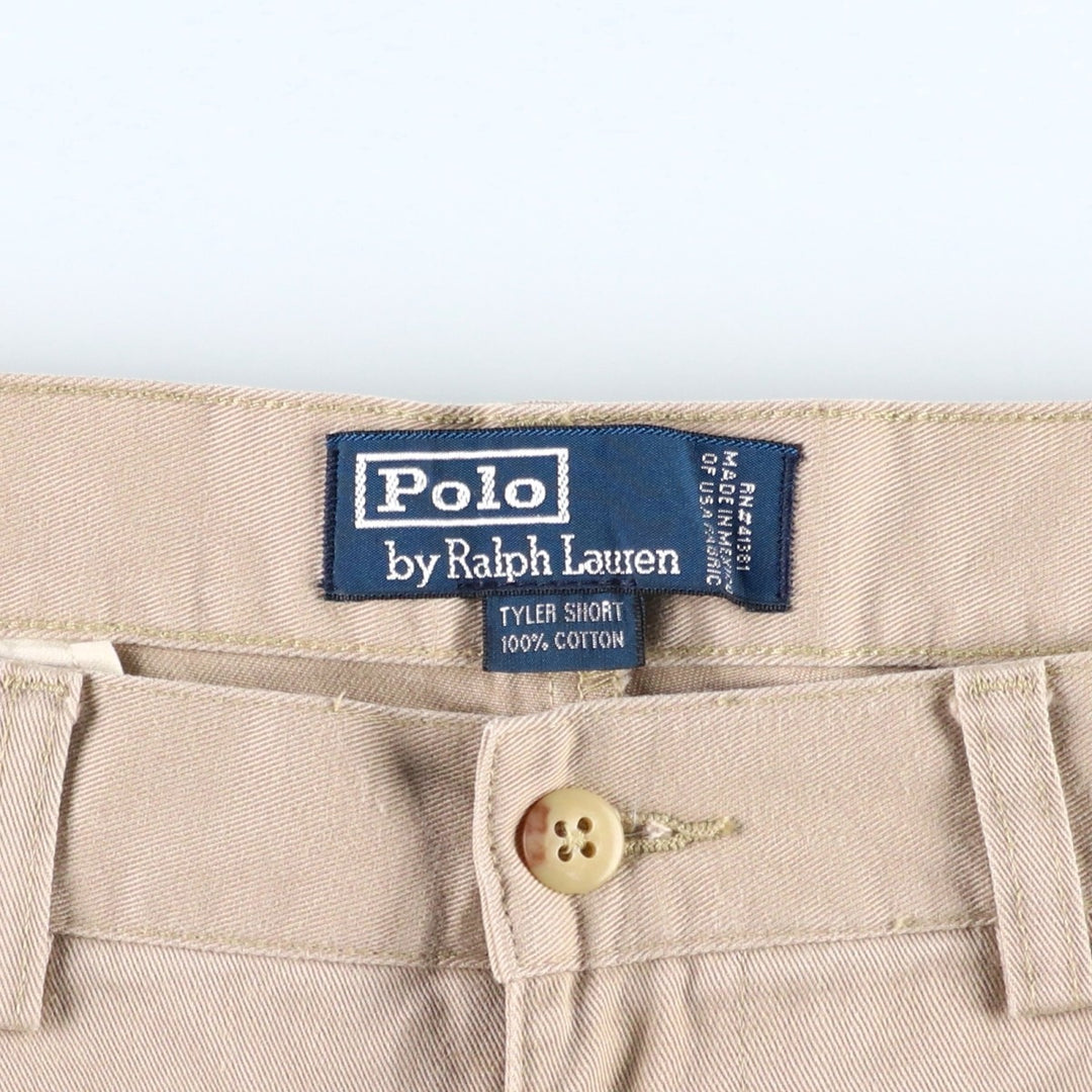 Ralph Lauren POLO by Ralph Lauren TYLER SHORT Two-pleat chino shorts, short pants, men's size W32 cotton beige type brown Vintage Second Hand
