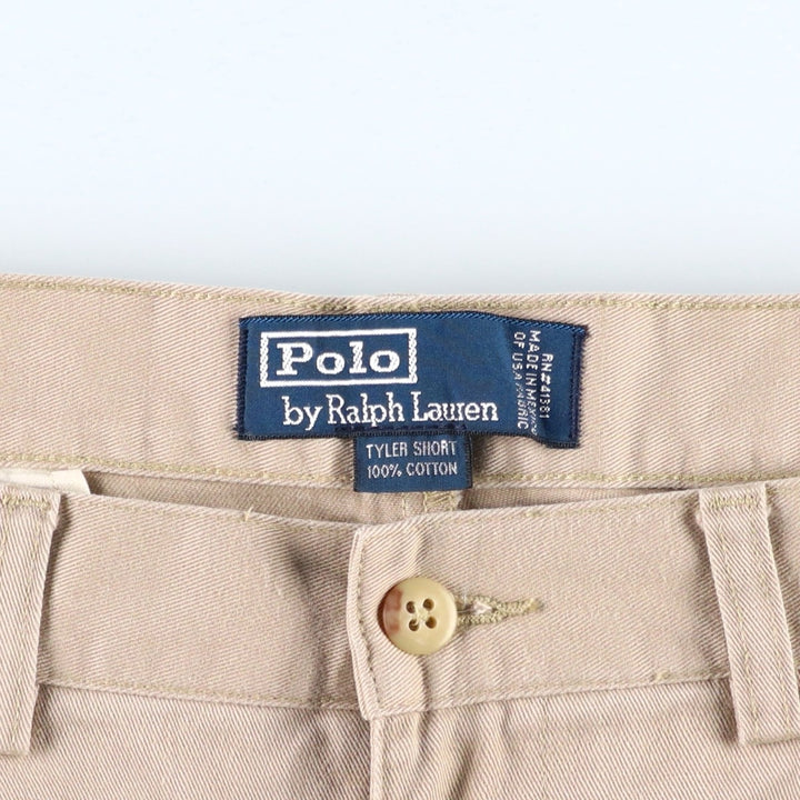 Ralph Lauren POLO by Ralph Lauren TYLER SHORT Two-pleat chino shorts, short pants, men's size W32 cotton beige type brown Vintage Second Hand