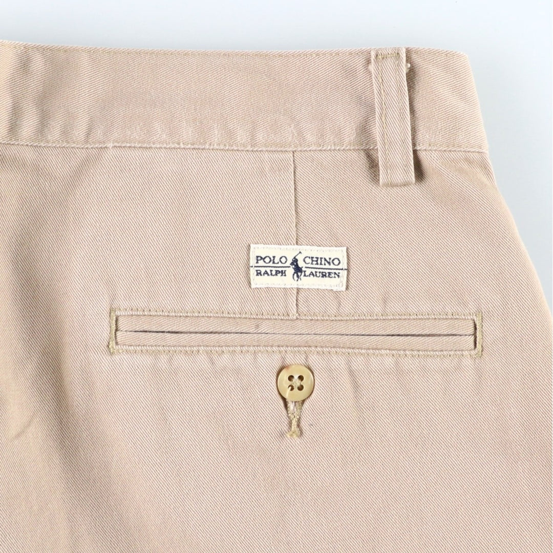 Ralph Lauren POLO by Ralph Lauren TYLER SHORT Two-pleat chino shorts, short pants, men's size W32 cotton beige type brown Vintage Second Hand
