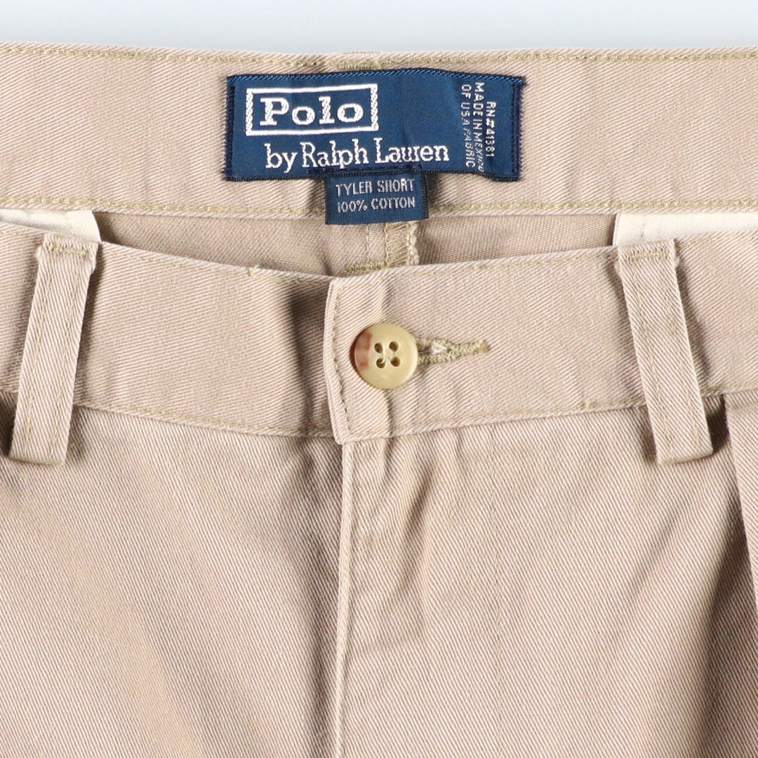 Ralph Lauren POLO by Ralph Lauren TYLER SHORT Two-pleat chino shorts, short pants, men's size W32 cotton beige type brown Vintage Second Hand