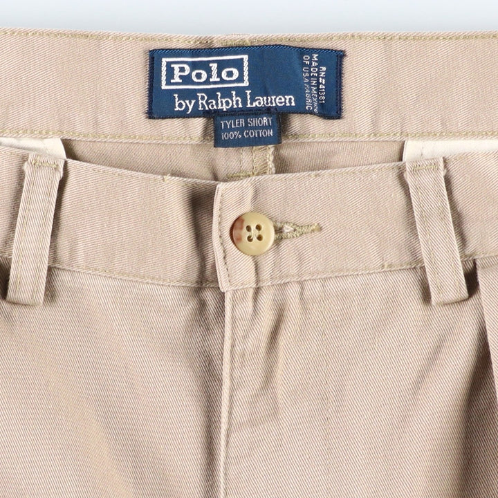 Ralph Lauren POLO by Ralph Lauren TYLER SHORT Two-pleat chino shorts, short pants, men's size W32 cotton beige type brown Vintage Second Hand