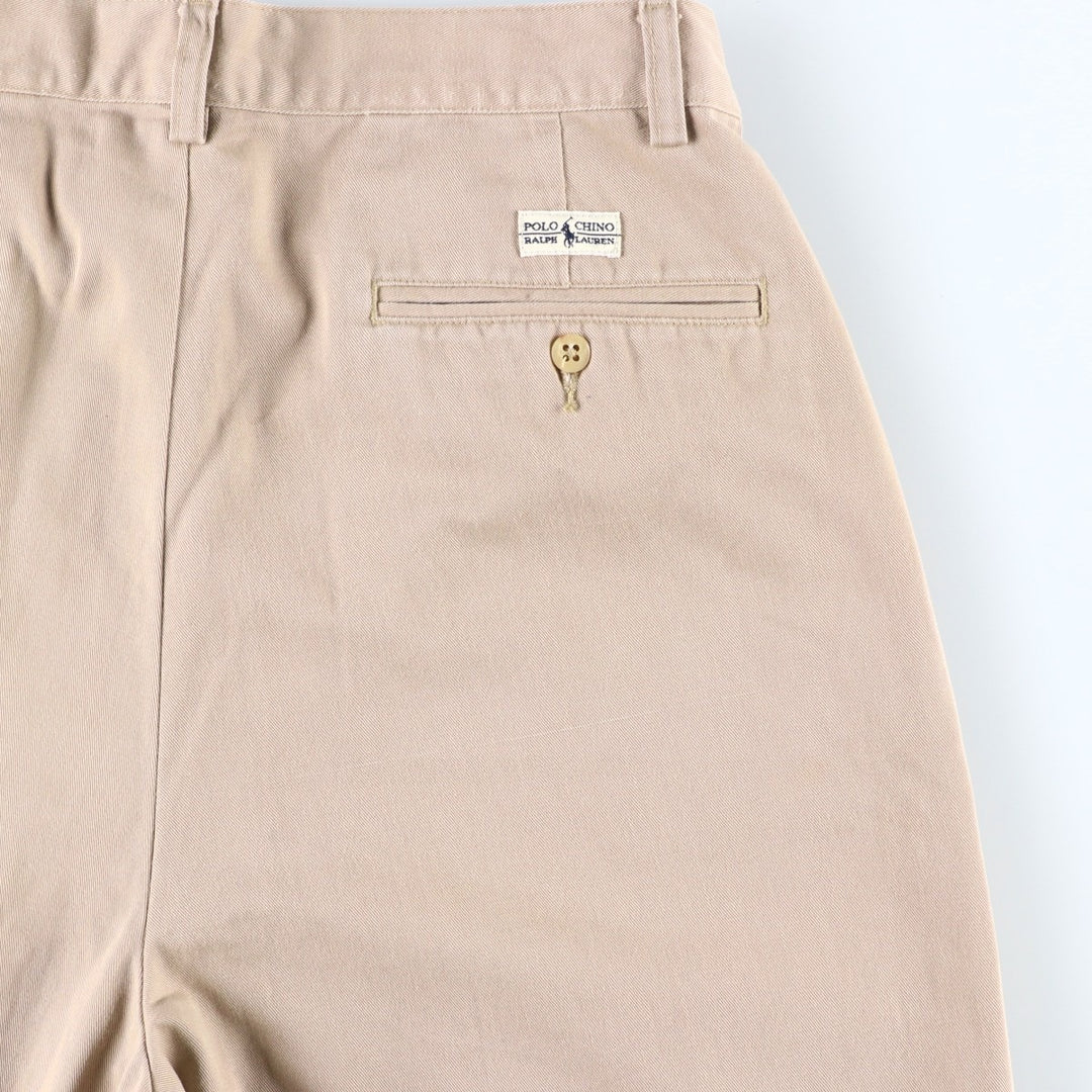 Ralph Lauren POLO by Ralph Lauren TYLER SHORT Two-pleat chino shorts, short pants, men's size W32 cotton beige type brown Vintage Second Hand