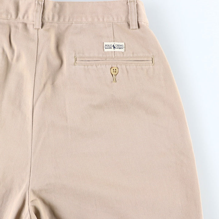 Ralph Lauren POLO by Ralph Lauren TYLER SHORT Two-pleat chino shorts, short pants, men's size W32 cotton beige type brown Vintage Second Hand