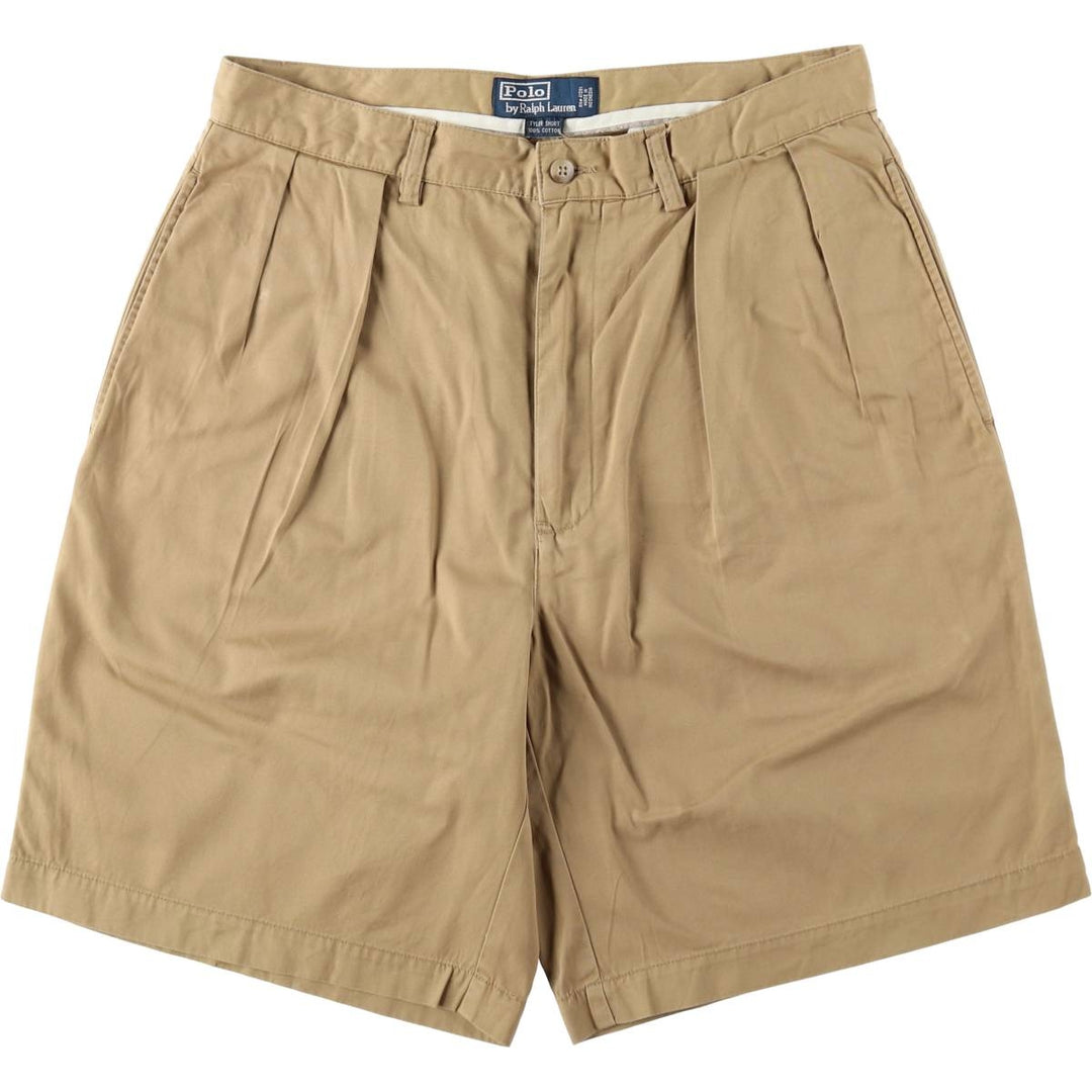 Ralph Lauren POLO by Ralph Lauren TYLER SHORT Two-Pleat Chino Shorts, Men's Size W32 (approx.) cotton Beige type Vintage Second Hand