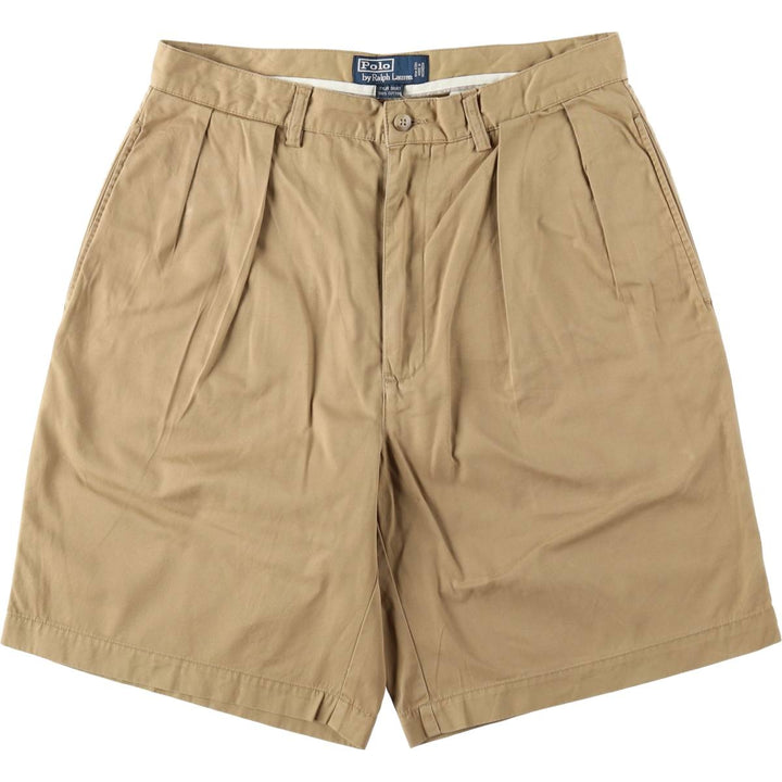 Ralph Lauren POLO by Ralph Lauren TYLER SHORT Two-Pleat Chino Shorts, Men's Size W32 (approx.) cotton Beige type Vintage Second Hand